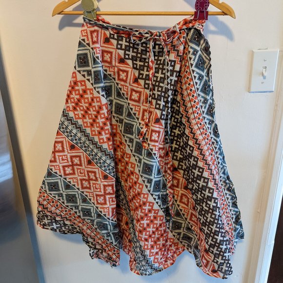 Vibrant geometric print Wrap Skirt - Picture 1 of 6